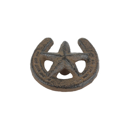 Rustic Horseshoe Star Western Drawer Knob Pull Cast Iron Cabinet Hardware 2 inch