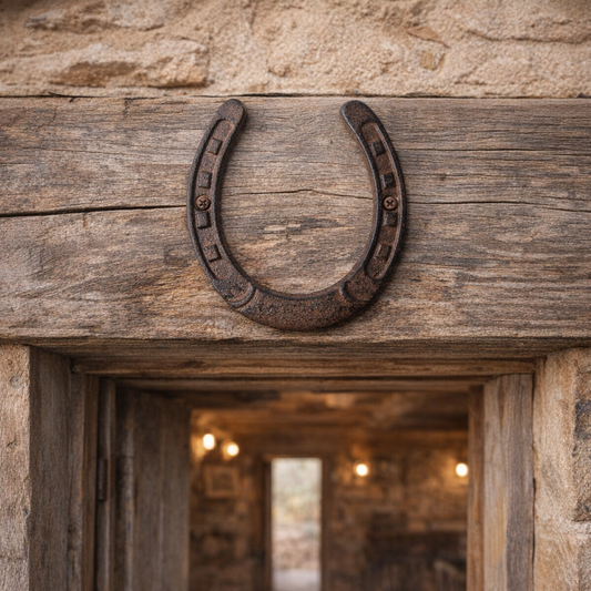 Large Cast Iron Rustic Lucky Horseshoe Decorative Brown Western Decor 6.5 x 6 in