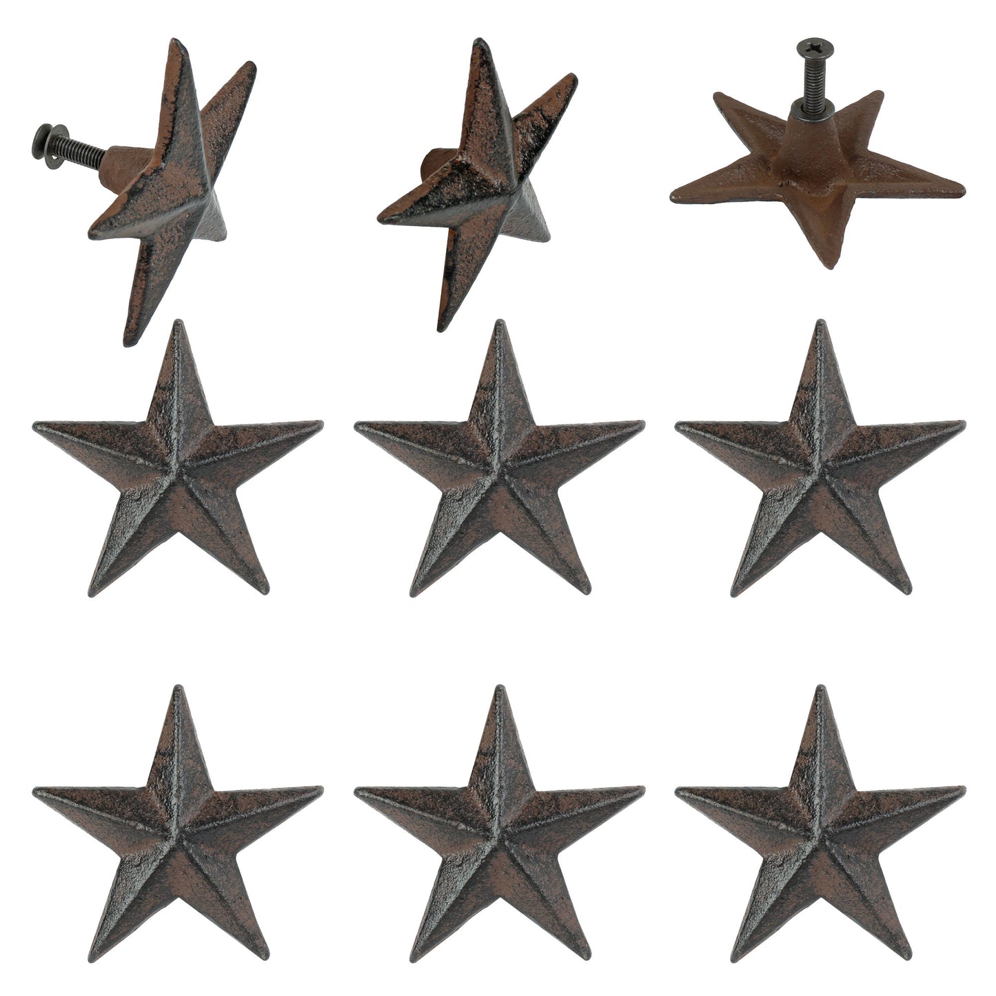 6 Rustic Star Drawer Pull Cabinet Door Handle Knobs Western Antique Style 2.5 in