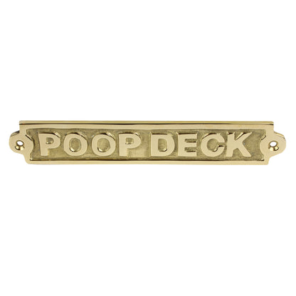 Poop Deck Wall Plaque Sign Polished Solid Brass Nautical Beach House Boat Decor