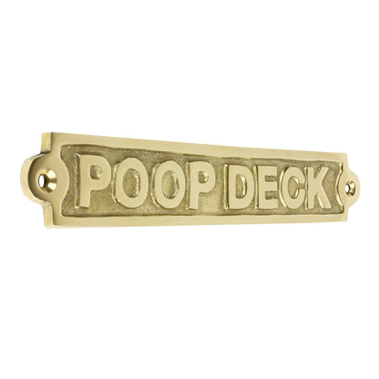 Poop Deck Wall Plaque Sign Polished Solid Brass Nautical Beach House Boat Decor