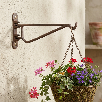 Rustic Cast Iron Swivel Wall Hook Flower Pot Basket Holder Wall Mounted 9 1/4 in