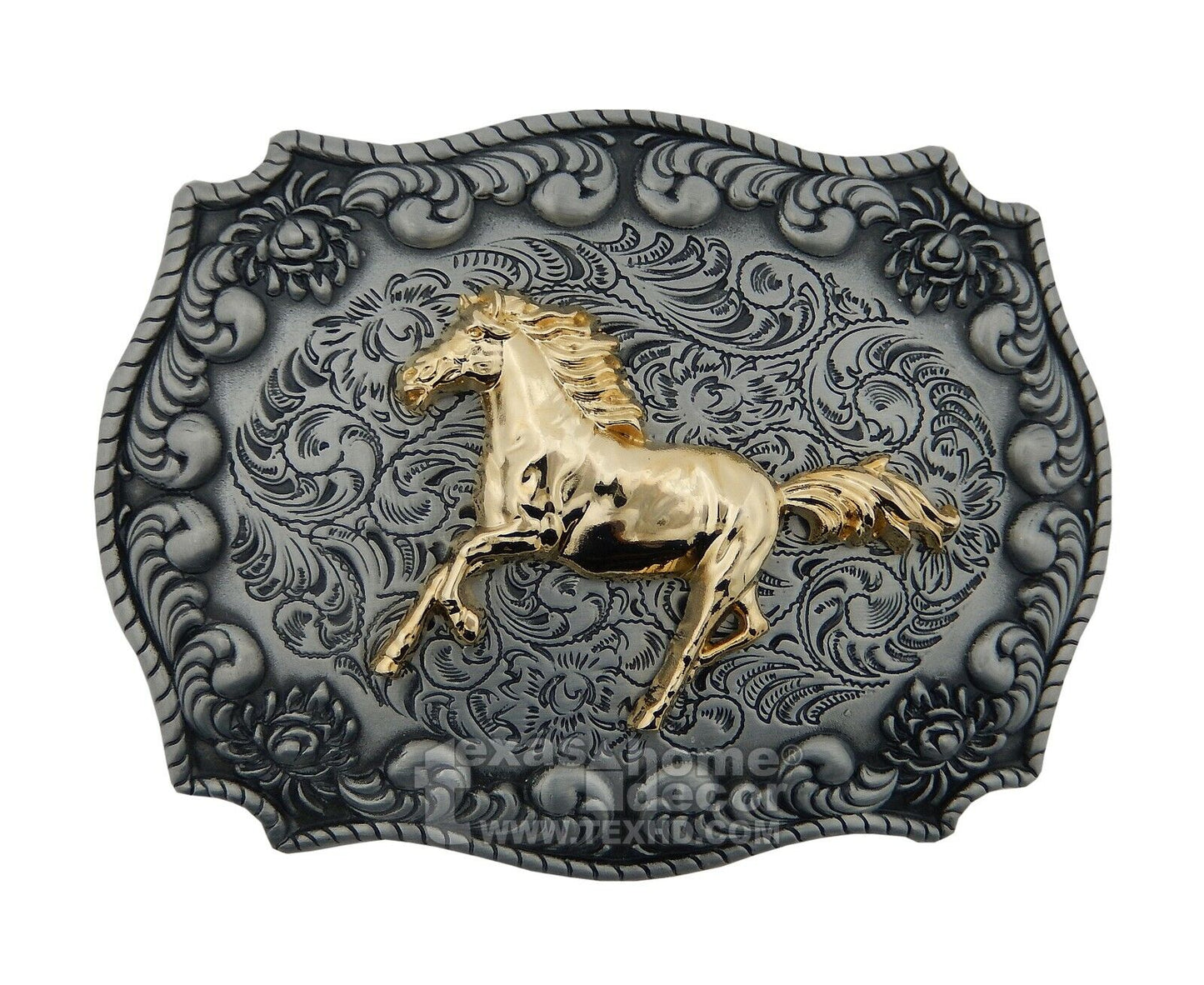 Men's Running Horse Belt Buckle Western Silver Gold Tone Fits 1.5" Belts