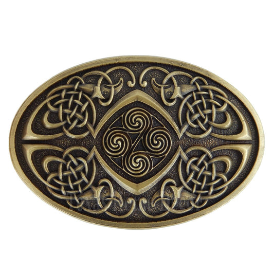 Men's Celtic Knot Belt Buckle Oval Embossed Antique Bronze Tone Fits 1.5" Belt