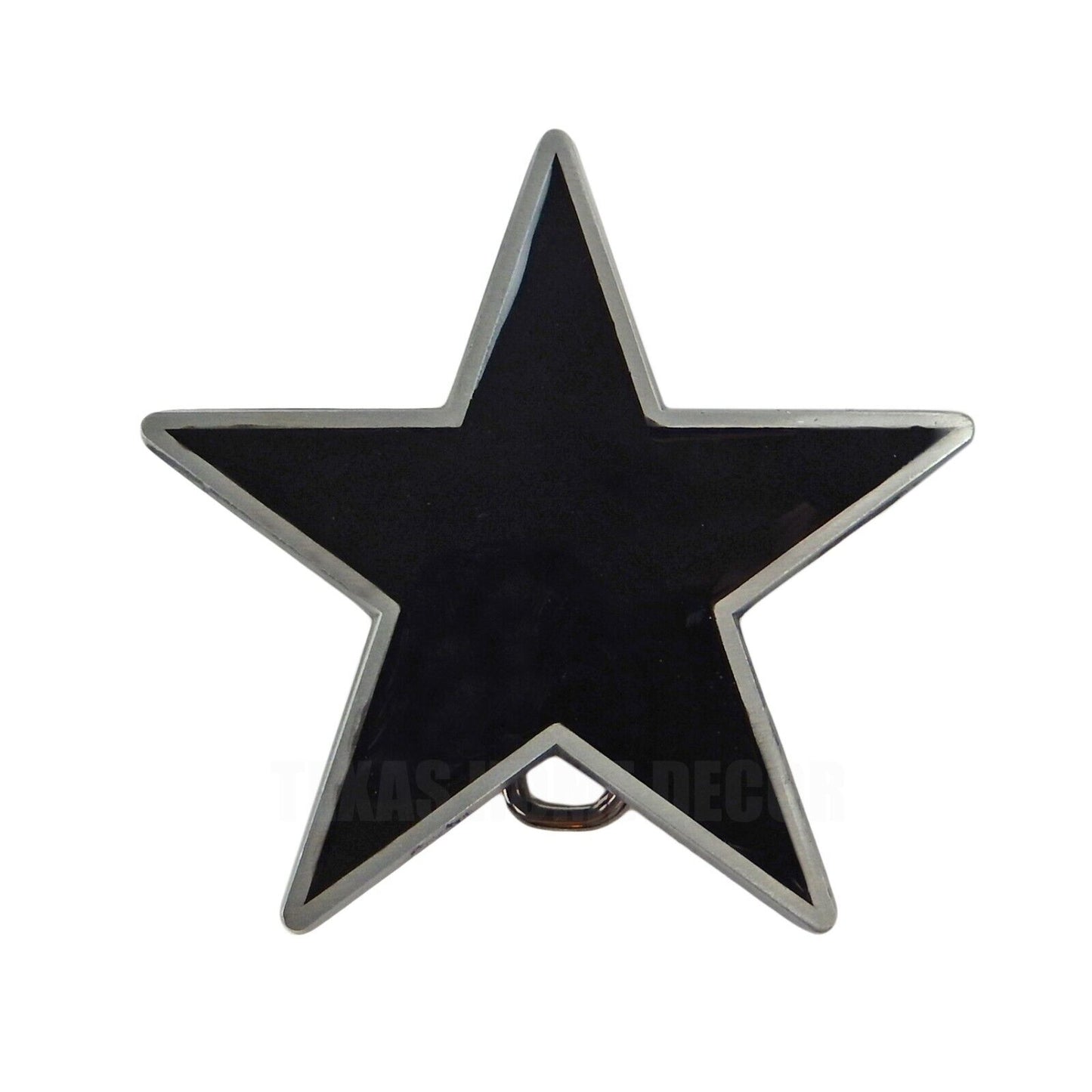 Star Belt Buckle Glossy Black Enamel Antique Silver Fits 1.5" Belt