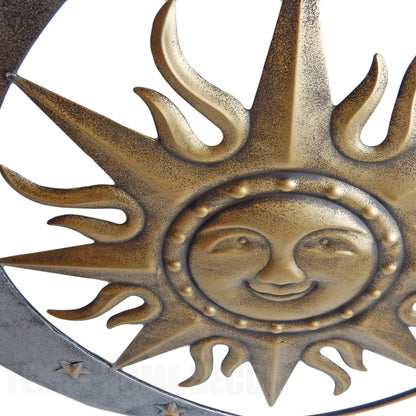 Sun Face Rays Moon Stars Metal Wall Plaque Sign Astrological Decor 24 inch