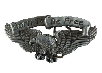 American Eagle Belt Buckle Biker Freedom USA Proud Silver Tone Fits 1.5" Belt