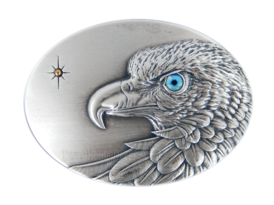 American Eagle Belt Buckle Real Silver Plated Blue Eyed Fits Belts 1.5"