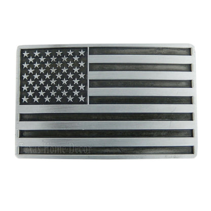 American Flag Men's Belt Buckle USA Pride Antique Silver Fits 1.5" Belts