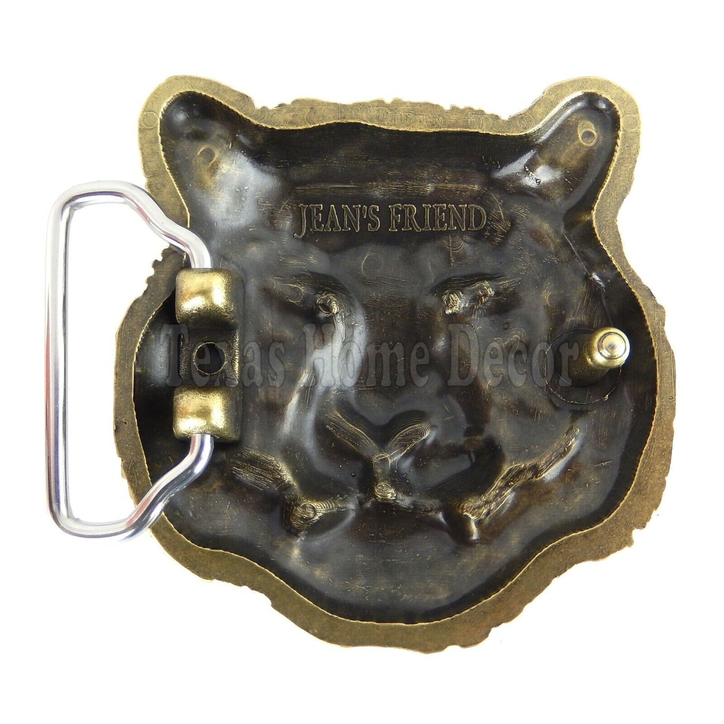 Tiger Men's Belt Buckle Antique Bronze Tone Fits 1.5" Belt Black Enamel