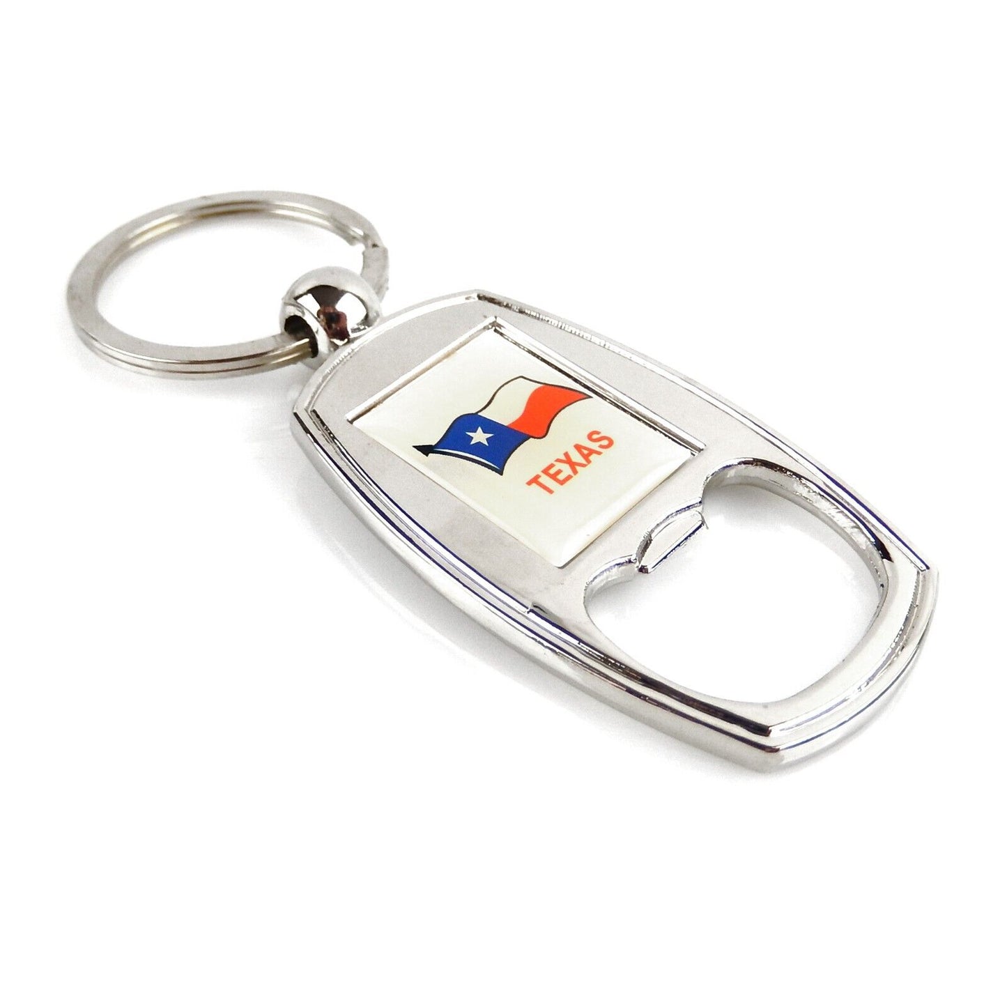 Texas Flag Key Chain Fob Ring Bottle Opener Silver Color Metal Souvenir