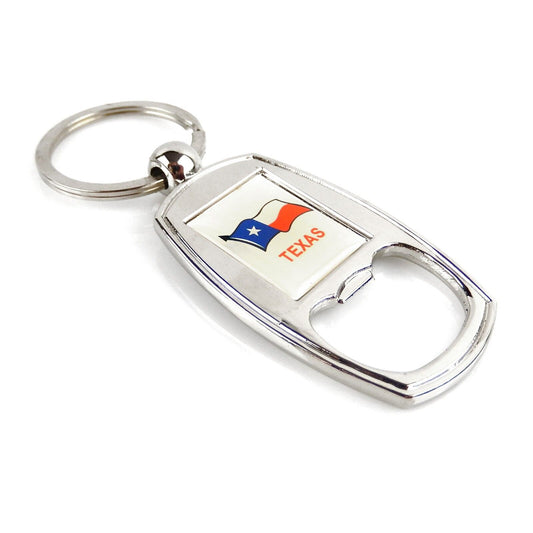 Texas Flag Key Chain Fob Ring Bottle Opener Silver Color Metal Souvenir