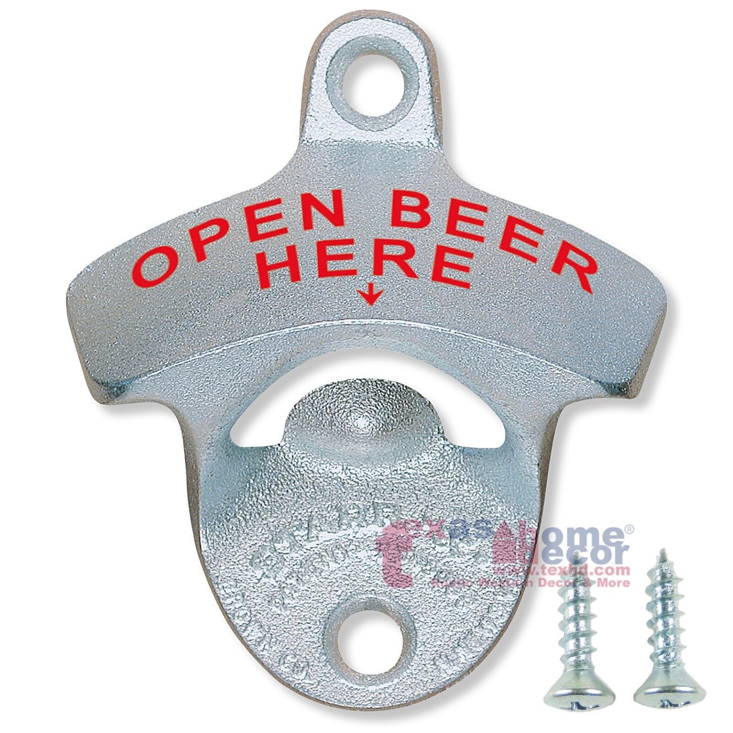 OPEN BEER HERE Starr X Cast Iron Beer Bottle Opener Wall Mount Zinc Plated