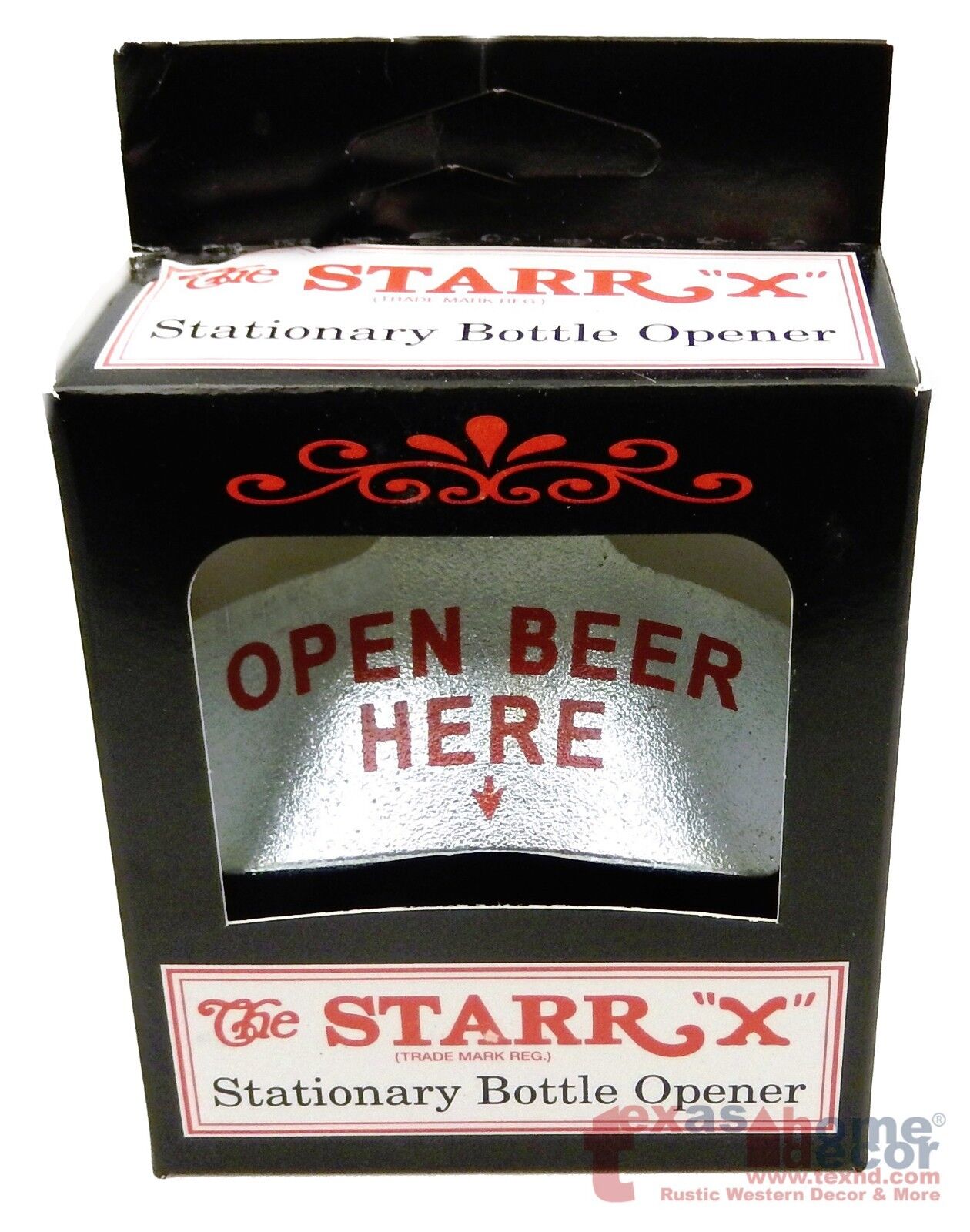 OPEN BEER HERE Starr X Cast Iron Beer Bottle Opener Wall Mount Zinc Plated