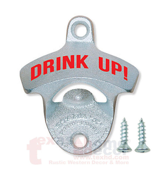 DRINK UP! Funny Bottle Opener Starr X Wall Mounted Zinc On Cast Iron +Screws