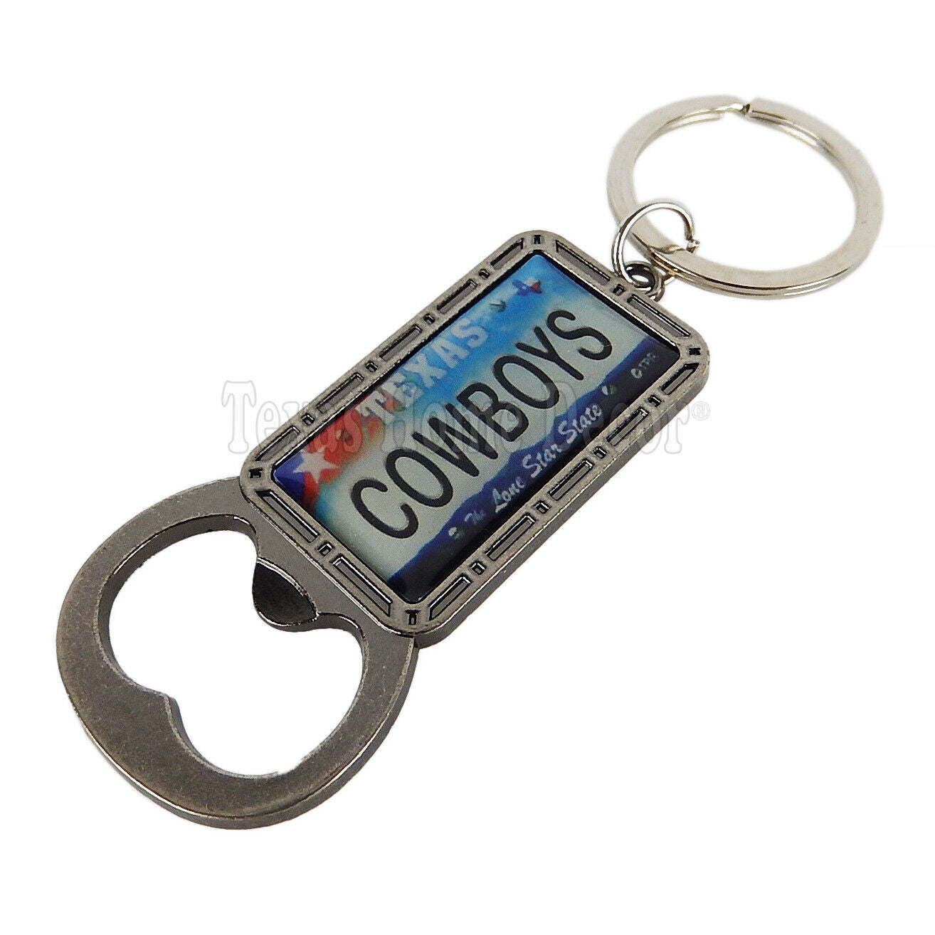 Metal Dallas Cowboys Key Chain Ring Fob Beer Bottle Opener License Plate Look