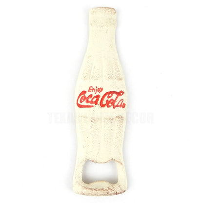 Cast Iron Enjoy Coca-Cola Beer Bottle Opener Hand Held Rustic Antique White