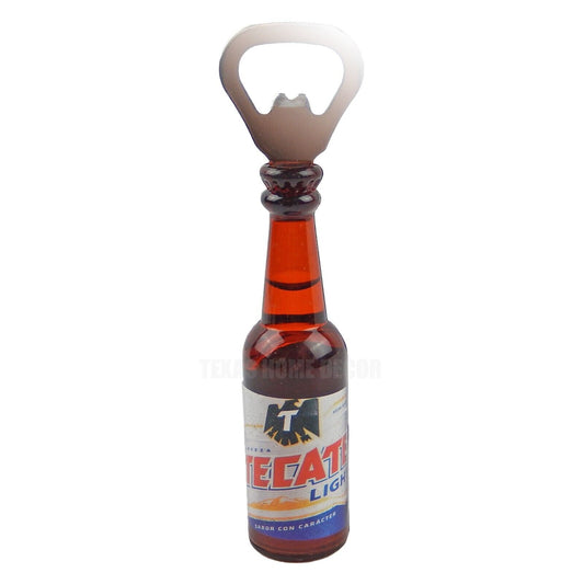 Tecate Light Mexican Beer Bottle Opener Hand Held Liquid Filled Fridge Magnet