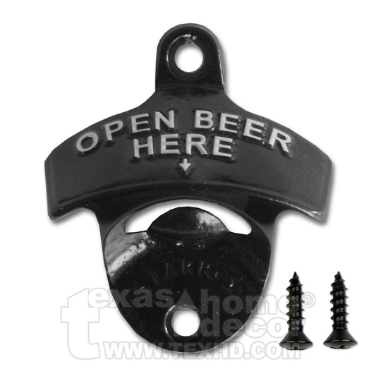 Embossed Open Beer Here Beer Bottle Opener Black White Wall Mounted Starr X