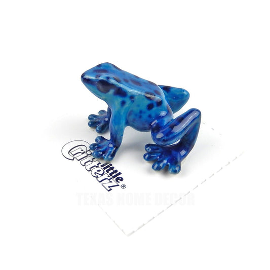 Little Critterz Miniature Collectors Blue Poison Dart Frog Porcelain Figurine