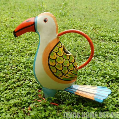 Handcrafted Metal Toucan Bird Watering Can Plant Pals Garden Porch Decor 12 1/2"