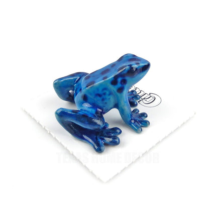 Little Critterz Miniature Collectors Blue Poison Dart Frog Porcelain Figurine