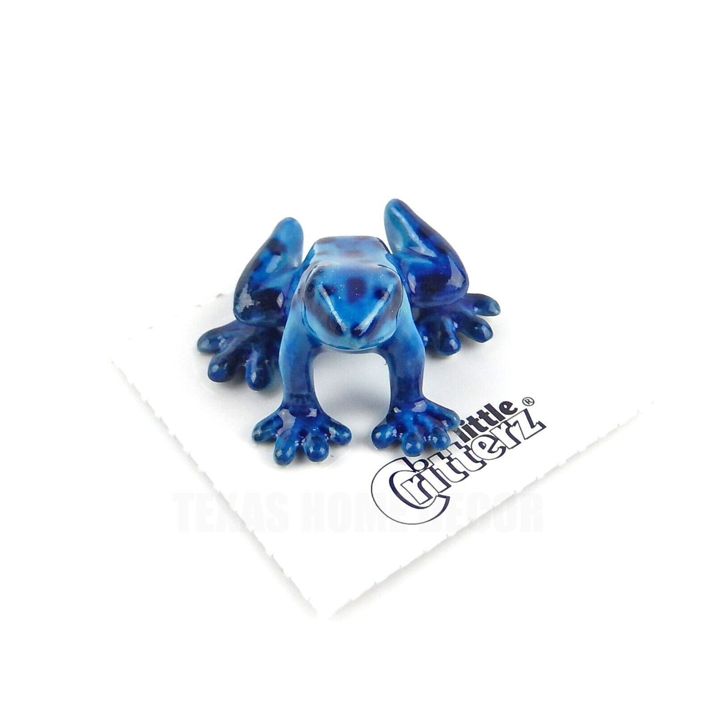 Little Critterz Miniature Collectors Blue Poison Dart Frog Porcelain Figurine