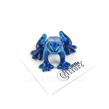 Little Critterz Miniature Collectors Blue Poison Dart Frog Porcelain Figurine