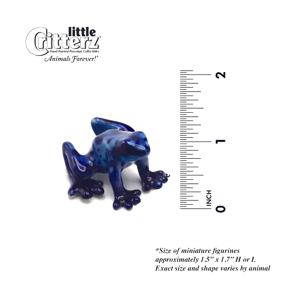 Little Critterz Miniature Collectors Blue Poison Dart Frog Porcelain Figurine