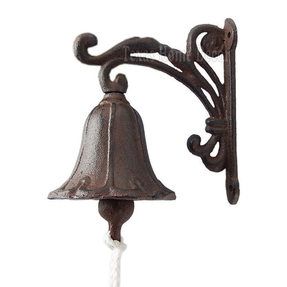 Vine Dinner Bell Cast Iron Wall Mount Antique Style Rustic Finish Scrolls