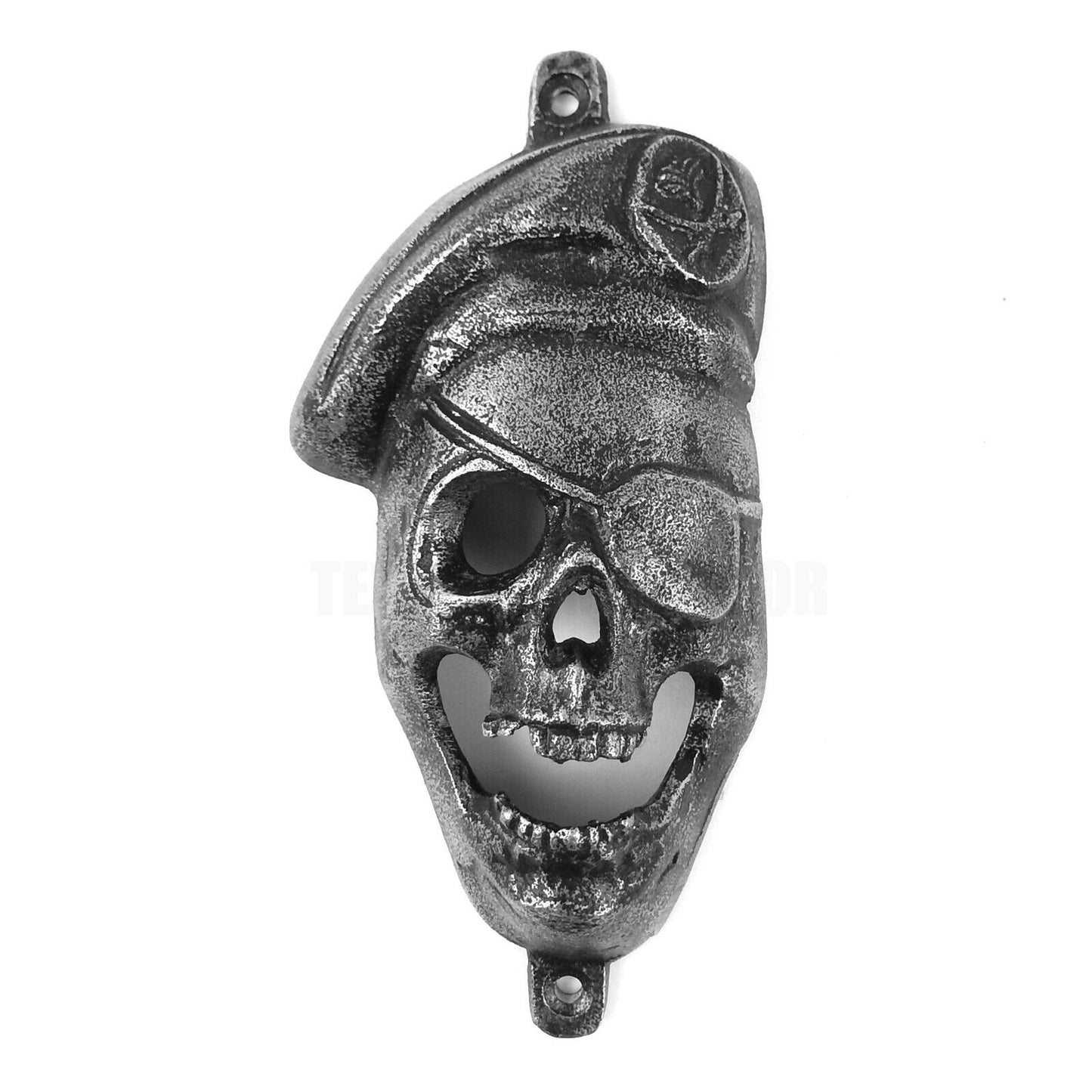 Metal Pirate Beer Bottle Opener Wall Mounted Aluminum Alloy Silver Black Finish