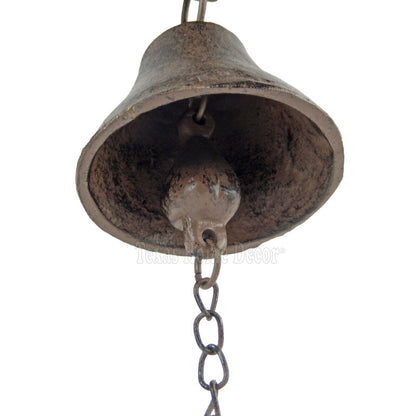 Small Owl Dinner Bell Cast Iron Wall Mounted Antique Style Scrolls Rustic Brown