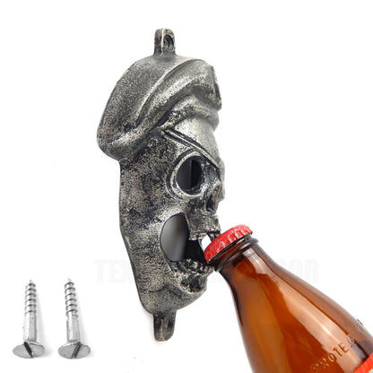 Metal Pirate Beer Bottle Opener Wall Mounted Aluminum Alloy Silver Black Finish