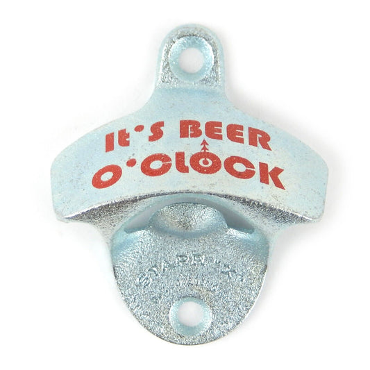 Cast Iron Starr "It's Beer O'clock" Zinc Plated Beer Bottle Opener Wall Mounted