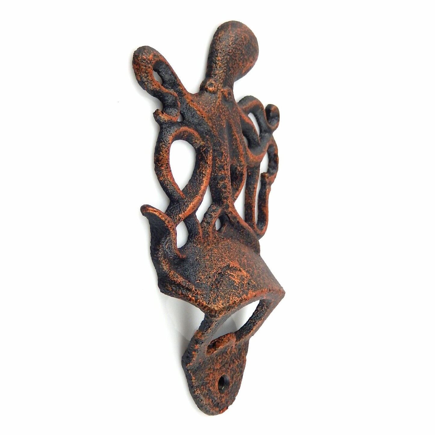 Octopus Beer Bottle Opener Cast Iron Wall Mount Nautical Rustic Copper Finish