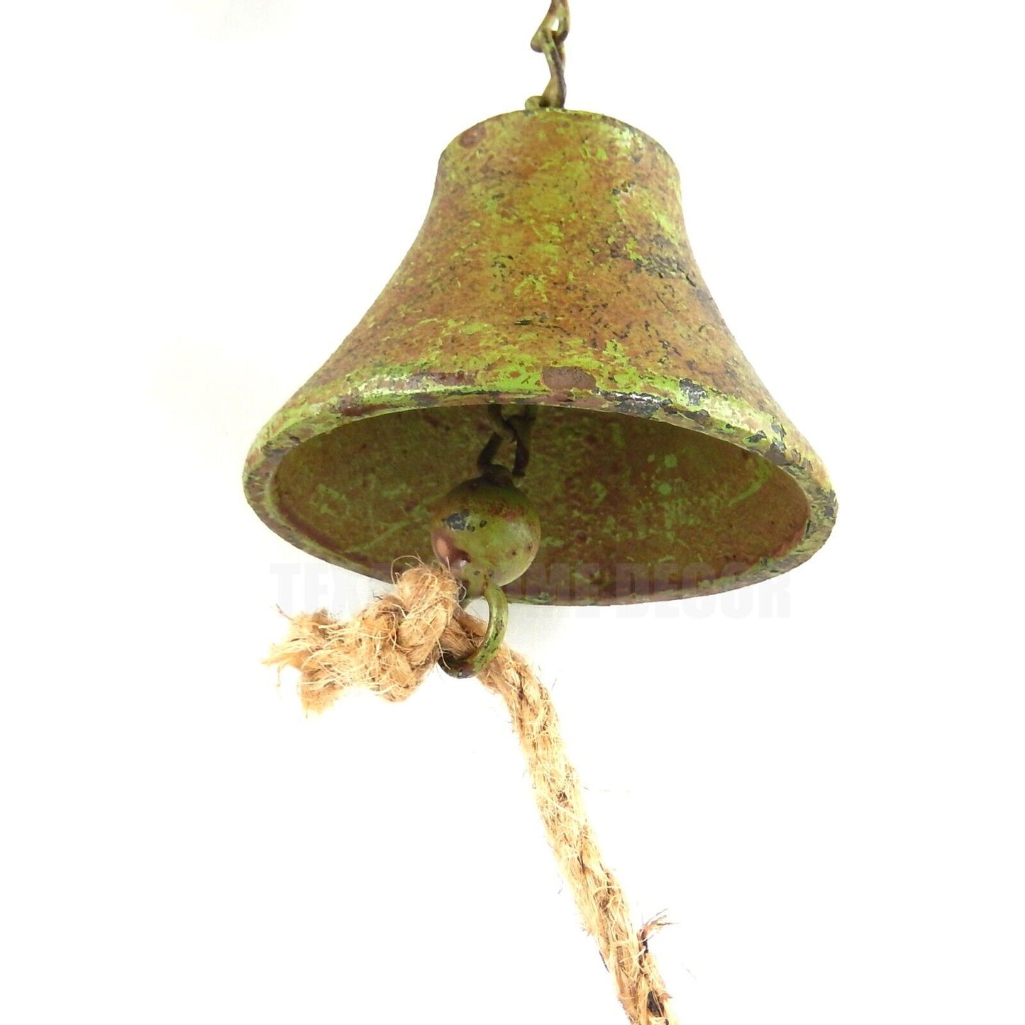 Bird Tree Branch Dinner Bell Cast Iron Wall Mounted Rustic Green Antique Style