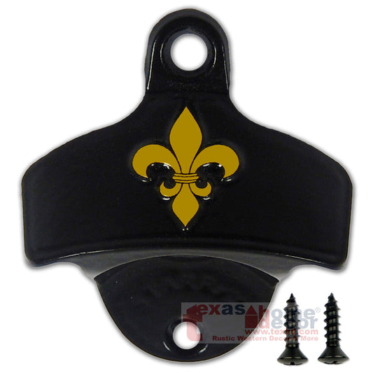 Fleur De Lis Bottle Opener Starr X NFL Saints Embossed Black Gold Wall Mounted