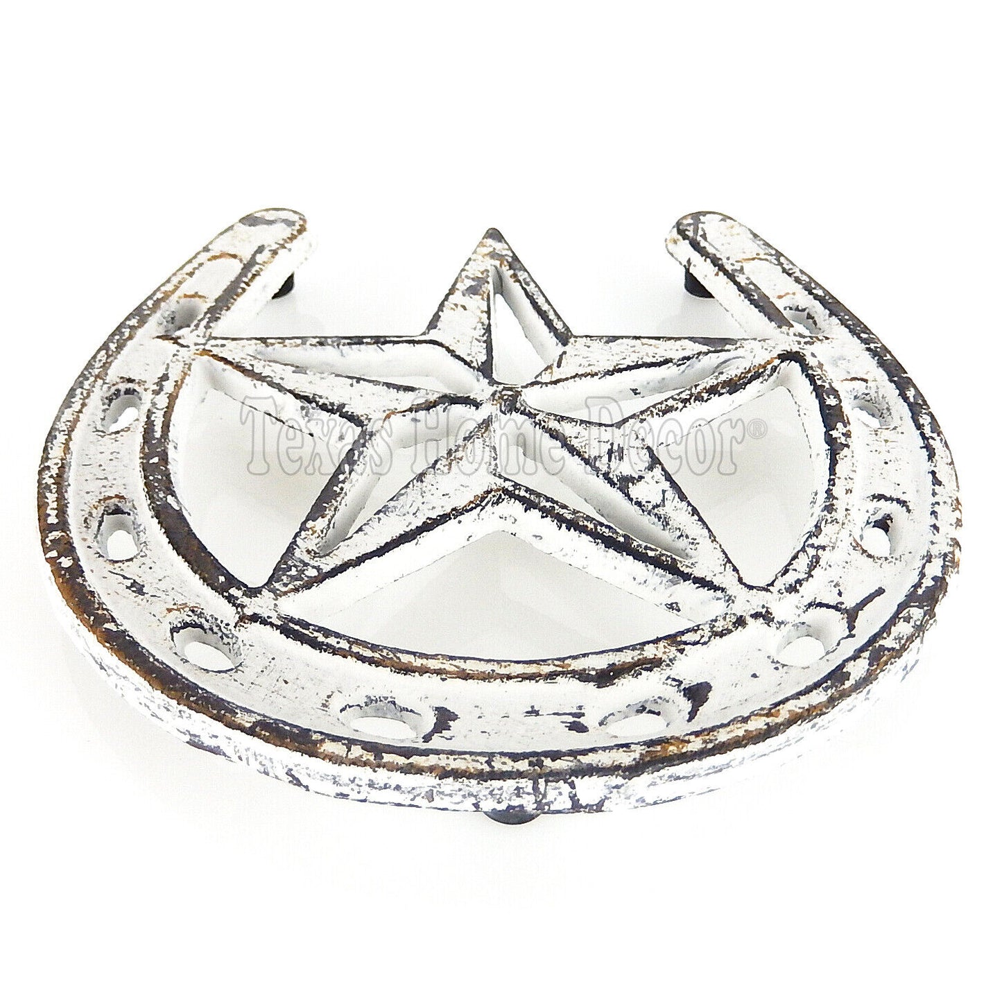 Horseshoe Star Trivet Cast Iron Rustic White Antique Style Hot Pot Plate Holder