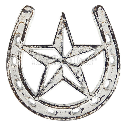 Horseshoe Star Trivet Cast Iron Rustic White Antique Style Hot Pot Plate Holder