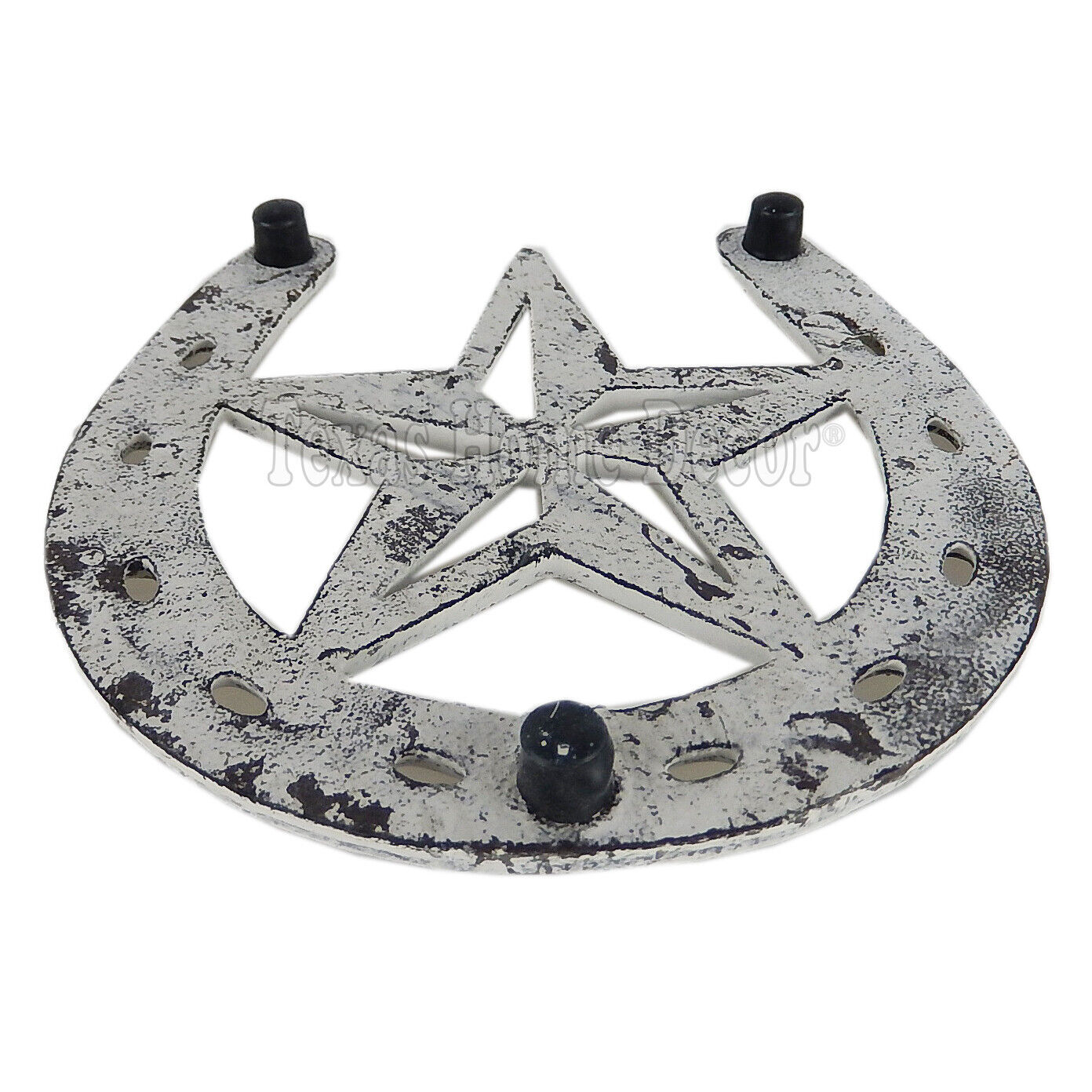 Horseshoe Star Trivet Cast Iron Rustic White Antique Style Hot Pot Plate Holder