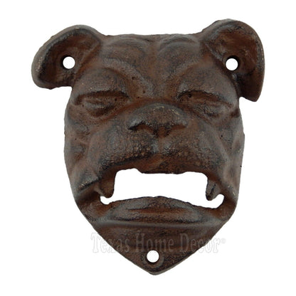 Bulldog Bottle Opener Wall Mount Rustic Brown Cast Iron Bar Cantina Georgia