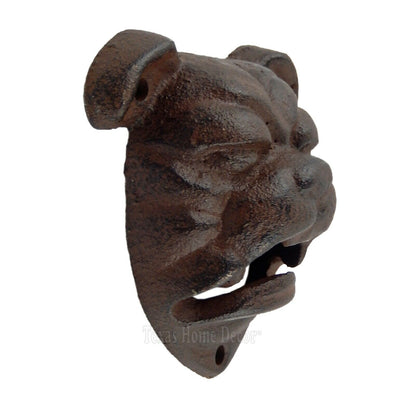 Bulldog Bottle Opener Wall Mount Rustic Brown Cast Iron Bar Cantina Georgia