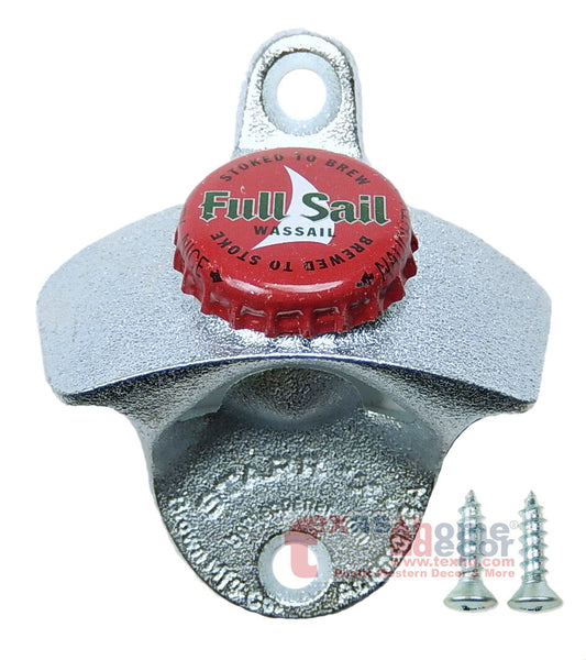 Full Sail Beer Bottle Cap Opener Starr X Wall Mounted Sturdy Cast Iron w/Screws