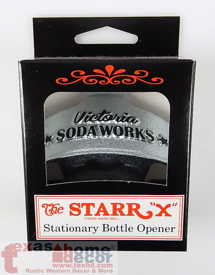 EMBOSSED Victoria Soda Works Beer Bottle Opener Starr X Wall Mounted Cast Iron