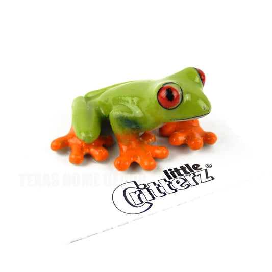 Little Critterz Miniature Collectors Red Eyed Frog "Clinger" Porcelain Figurine