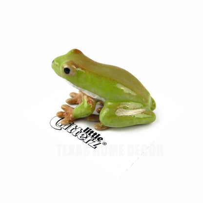 Little Critterz Miniature Collectors Green Tree Frog "Pond" Porcelain Figurine