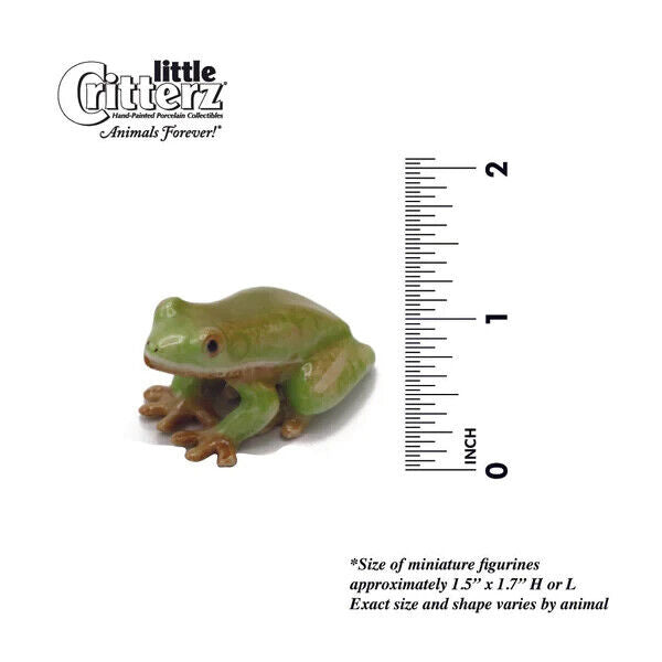 Little Critterz Miniature Collectors Green Tree Frog "Pond" Porcelain Figurine