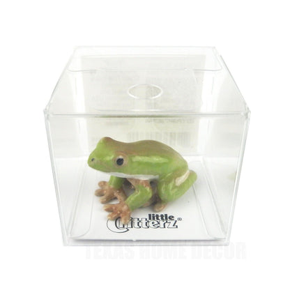 Little Critterz Miniature Collectors Green Tree Frog "Pond" Porcelain Figurine