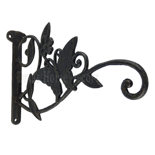 Butterfly Plant Hanger Cast Iron Hook Flowers Basket Holder Antique Style Rustic