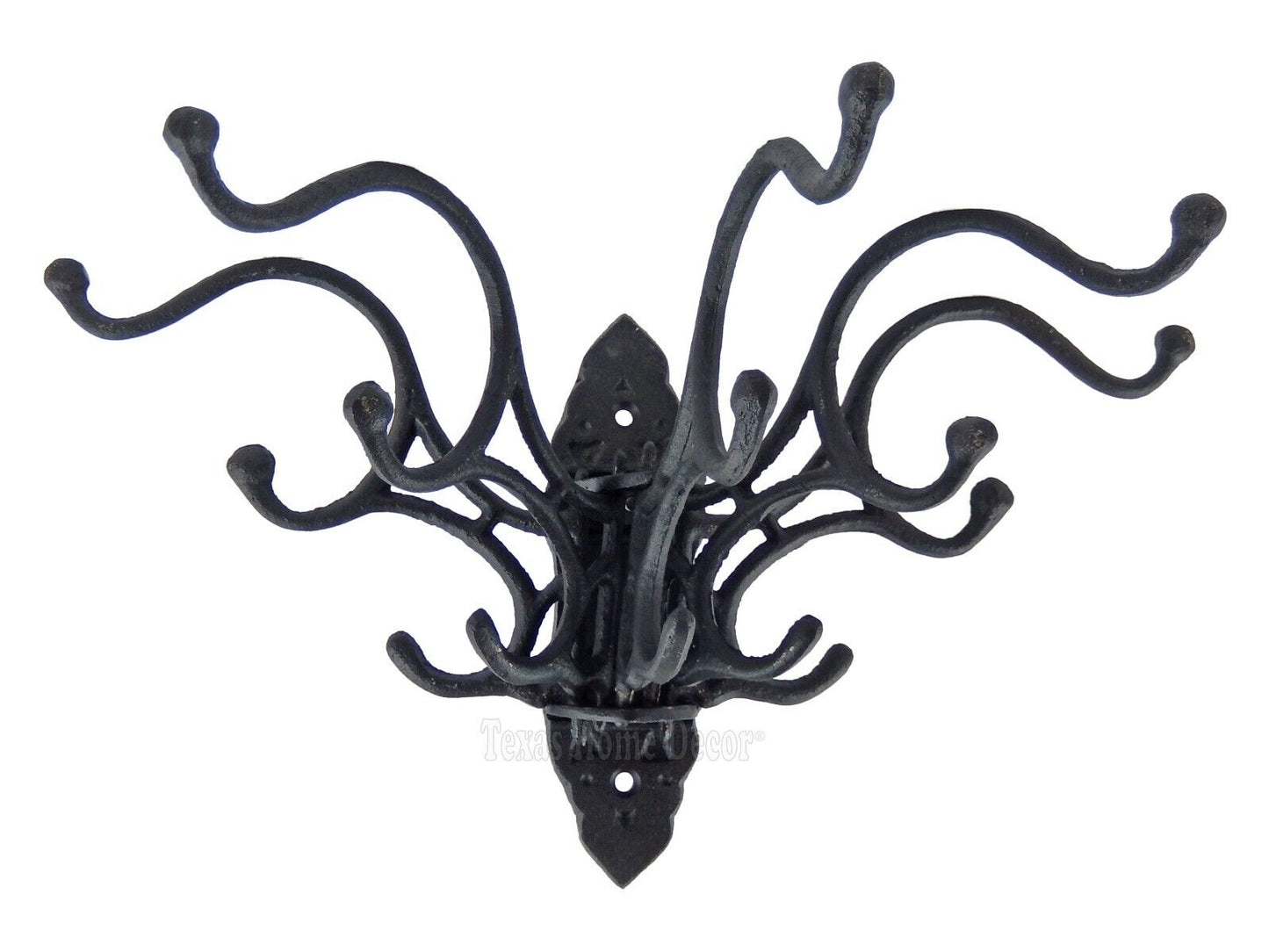 Large Swivel Hook 5 Arms Cast Iron Coat Purse Towel Hanger Antique Style Black